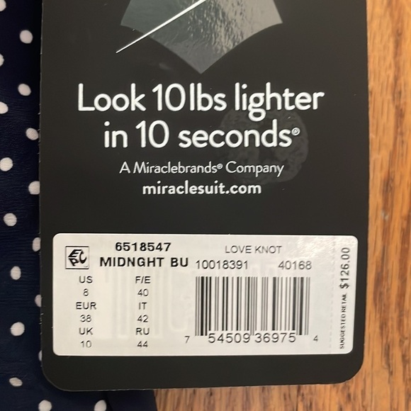 Miraclesuit Pin Point Love Knot Tankini Top Swimsuit midnight blue size 8 NWT - Picture 10 of 10